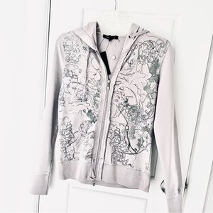BCBGMaxAzria Light Pink Floral Zip Hoodie
